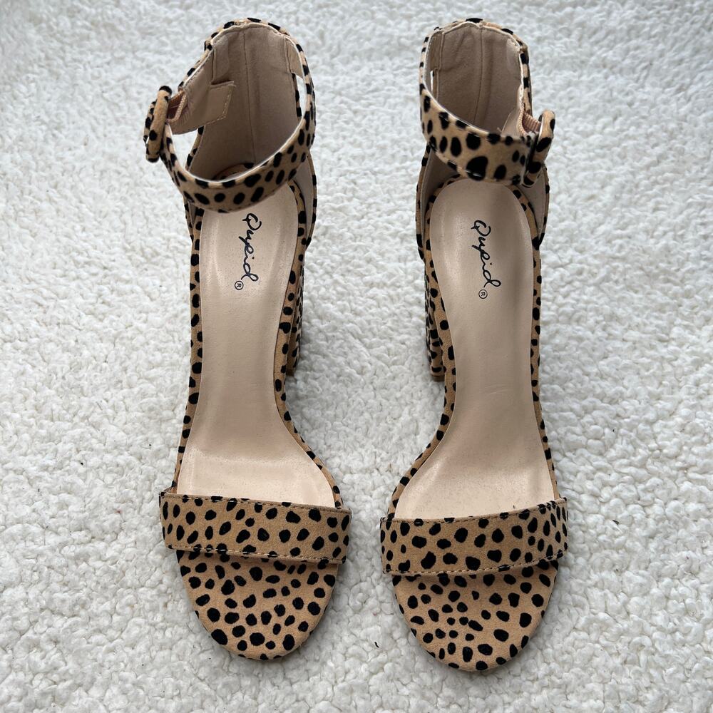 Qupid Leopard Print Open Toe Heels 6.5 - image 1